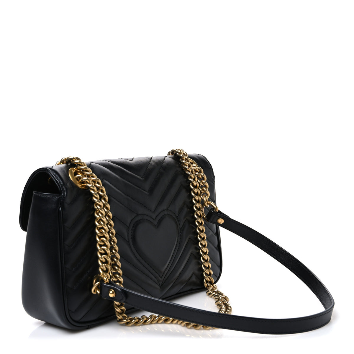 Calfskin Matelasse Small GG Marmont Shoulder Bag Black