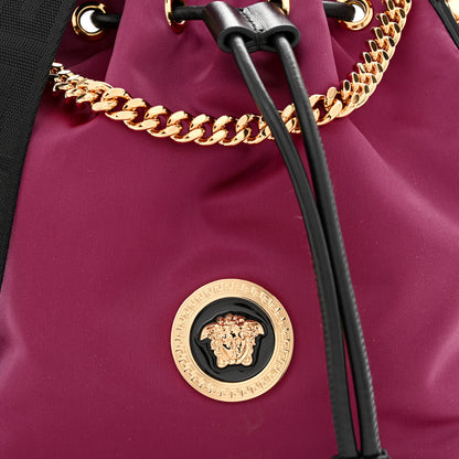 Versace Nylon Medusa Drawstring Bucket Bag Dahlia Black 8 of 10