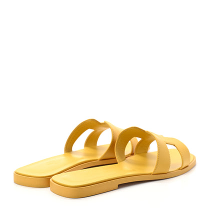 Hermes Box Calfskin Oran Sandals 40 Jaune Citron 4 of 8