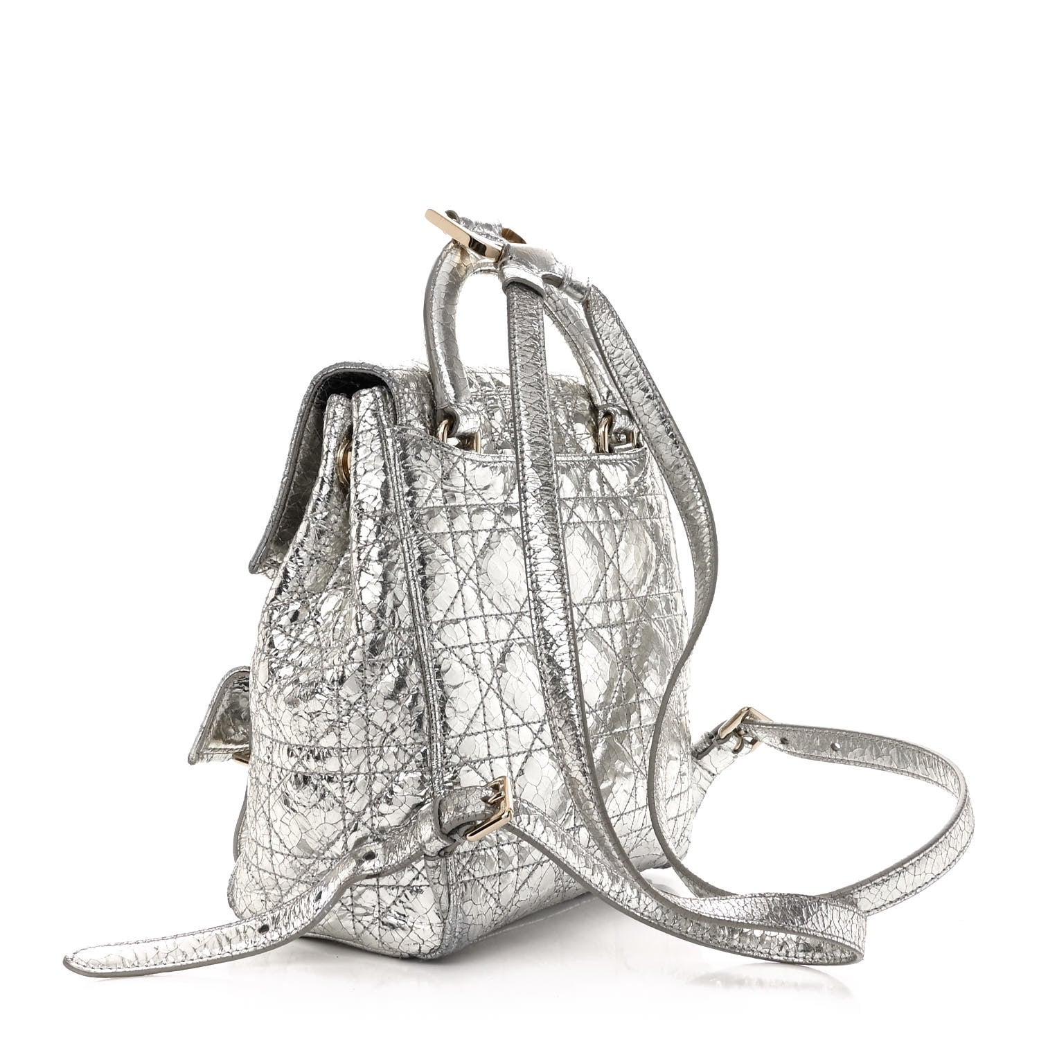 Christian Dior Metallic Calfskin Small Stardust Backpack Silver 3 of 17