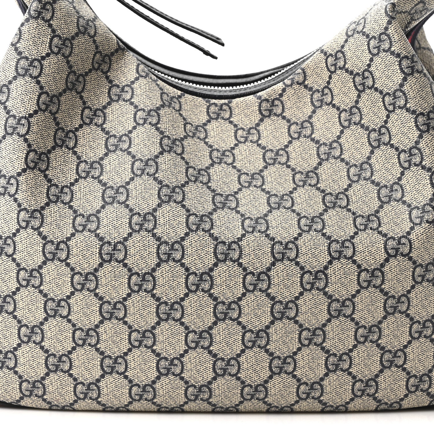 Gucci GG Supreme Monogram Textured Calfskin Web Large Attache Shoulder Bag Beige Blue 8 of 10