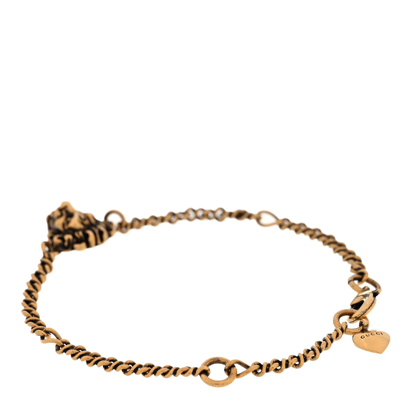Metal Lion Head Bracelet Aged Gold