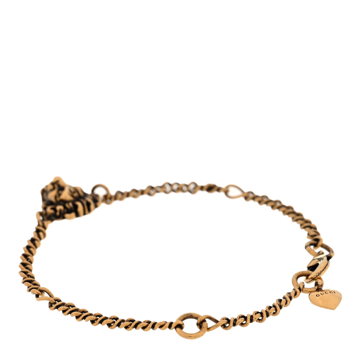 Gucci Metal Lion Head Bracelet Aged Gold 3 of 6