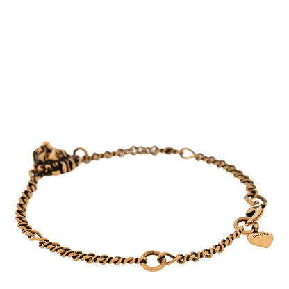 Gucci Metal Lion Head Bracelet Aged Gold 3 of 6