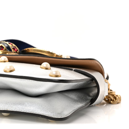 Gucci Metallic Nappa Pearl Studded Mini Queen Margaret Broadway Shoulder Bag Silver 10 of 10