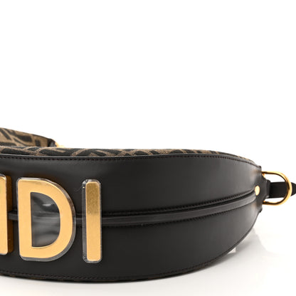 Fendi Fabric Jacquard Vitello Grace FF 1974 Small Fendigraphy Hobo Bag Tobacco Moro Ebano 10 of 11