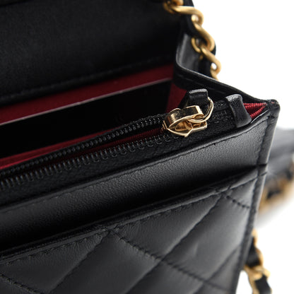 Chanel Lambskin Quilted Romance Wallet on Chain WOC Black 12 of 13