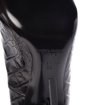 Saint Laurent Calfskin Crocodile Embossed Opyum 110 Pumps 39 Black 6 of 10