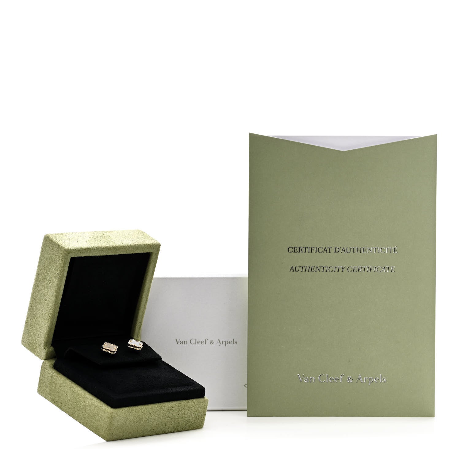 Van Cleef & Arpels 18K Yellow Gold Mother of Pearl Sweet Alhambra Earrings 5 of 5