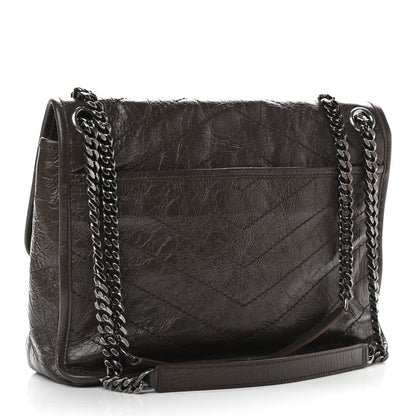 Saint Laurent Crinkled Calfskin Matelasse Monogram Medium Niki Chain Satchel Faggio 4 of 14