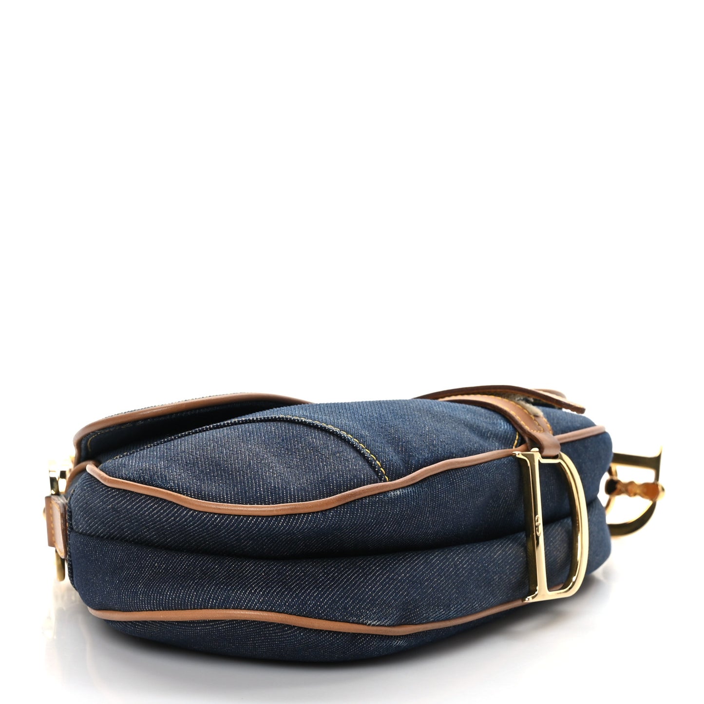 Denim Calfskin Saddle Bag Blue