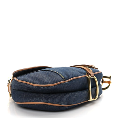 Christian Dior Denim Calfskin Saddle Bag Blue 4 of 10