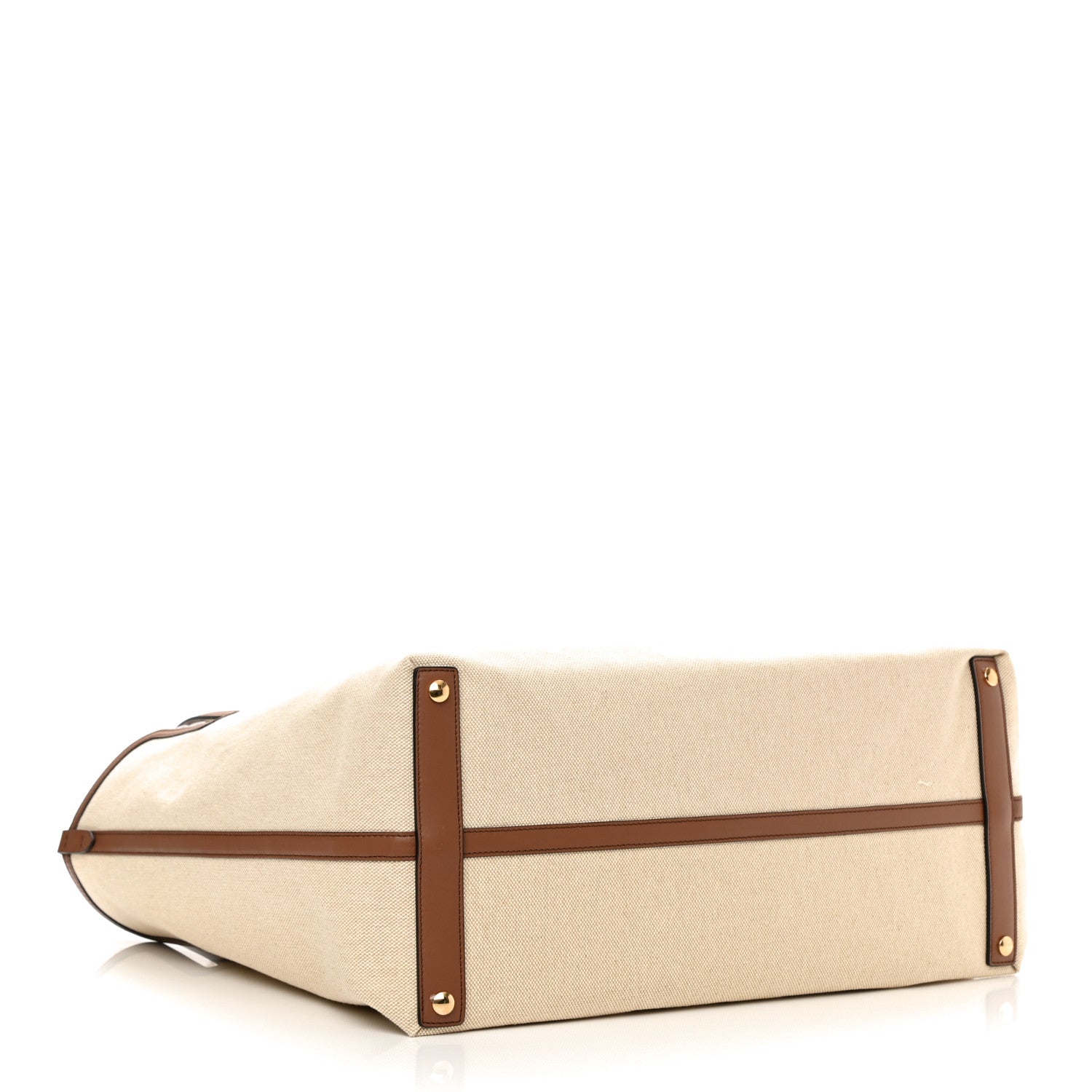 Burberry Cotton Canvas Calfskin Large Soft Belted Tote Bag Natural 5 of 11