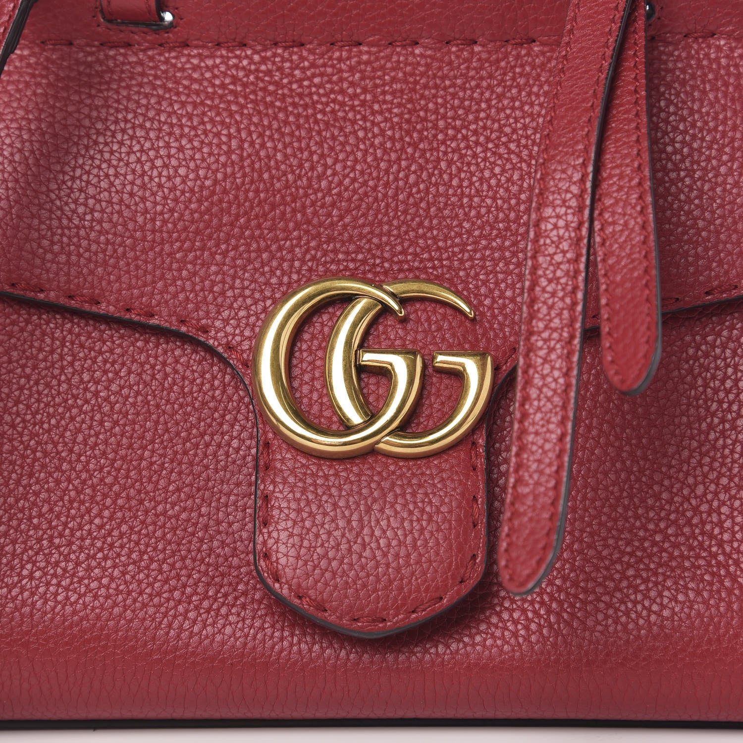 Gucci Calfskin Mini GG Marmont Top Handle Bag Vulcanic Red 10 of 10