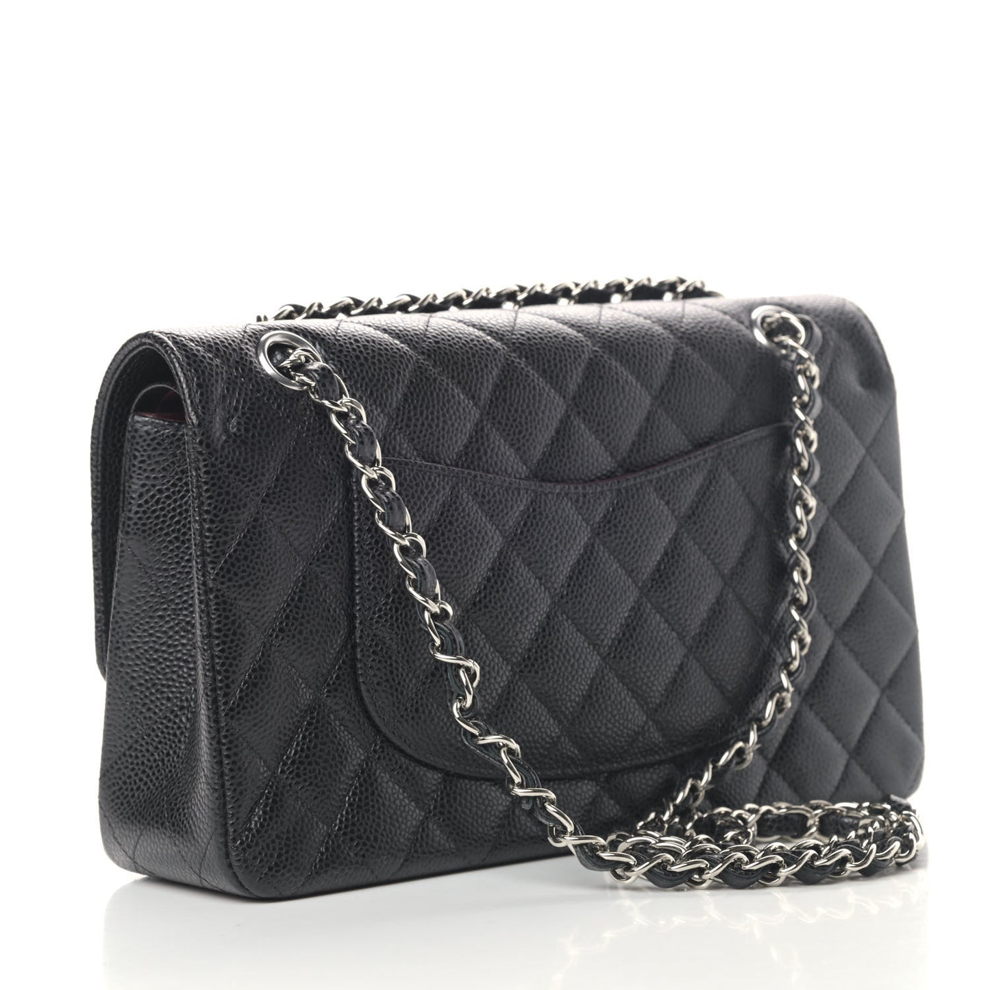 Caviar Quilted Medium Double Flap Black