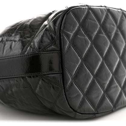 Chanel Shiny Aged Calfskin CC Chain Drawstring Bag Black 9 of 10