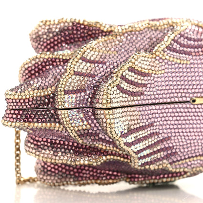 Judith Leiber Crystal Tulip Minaudiere Chain Clutch Amethyst 9 of 12