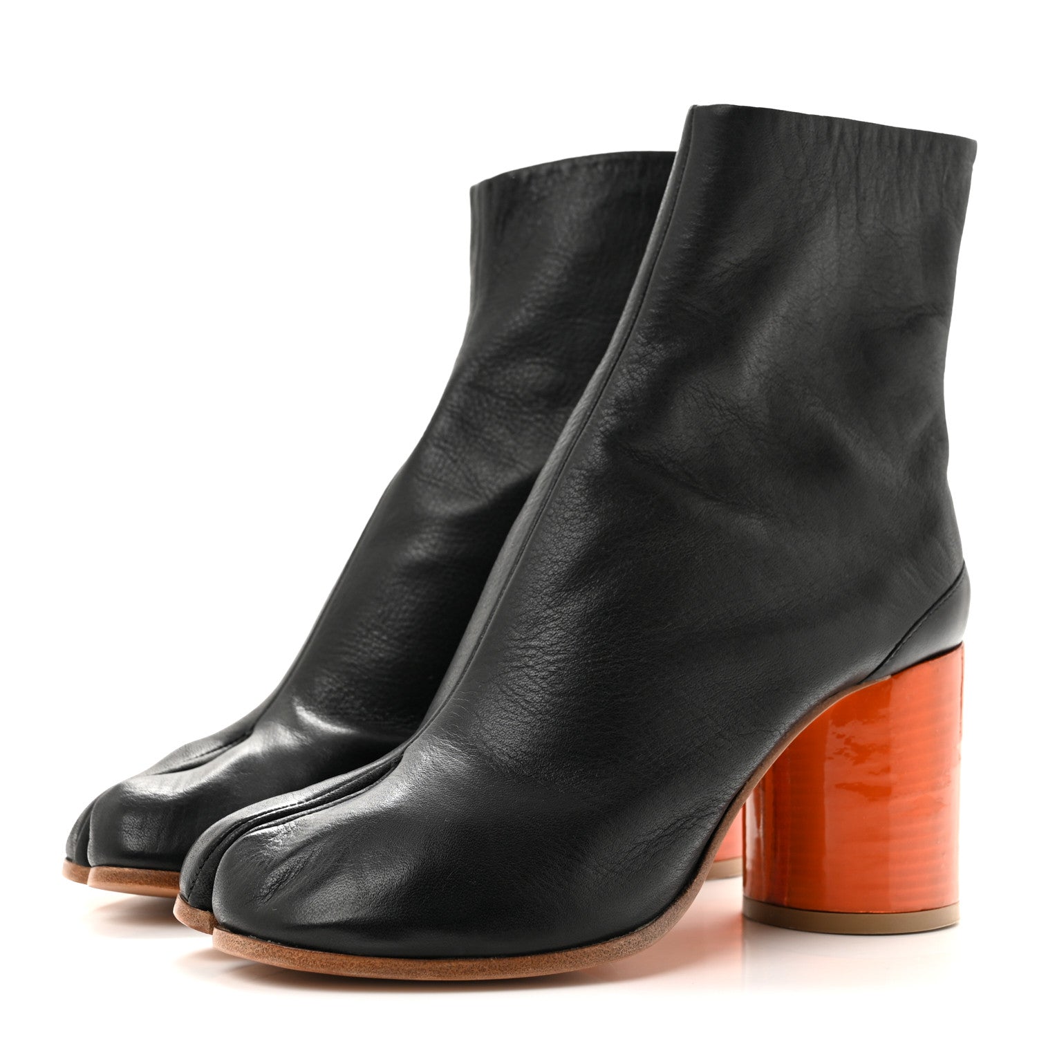 Maison Margiela Nappa Tabi Ankle 80mm Boots 37 Black Orange 4 of 9