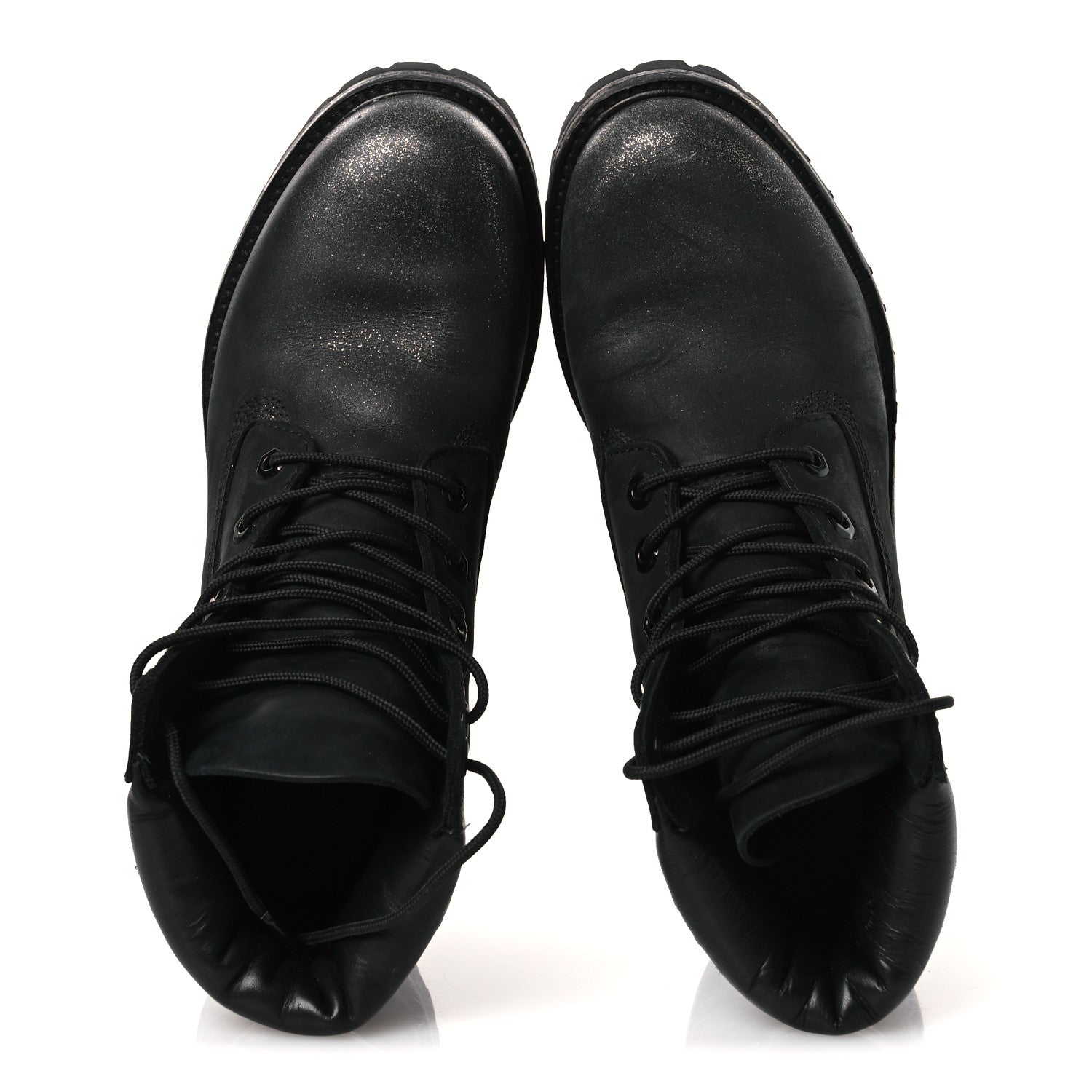 Jimmy Choo X TIMBERLAND Nubuck Glitter Womens Ankle Boots 38.5 Black Gunmetal 2 of 11