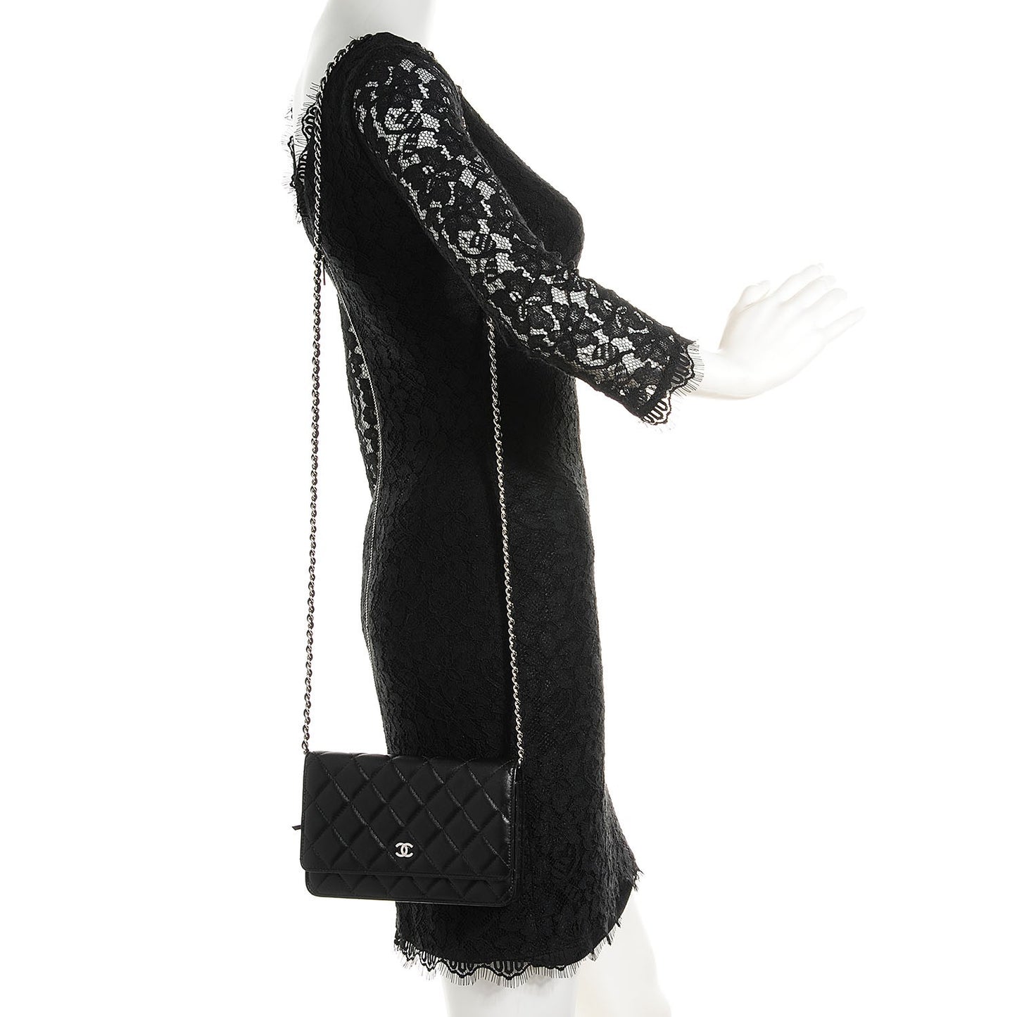 Lambskin Wallet On Chain WOC Black