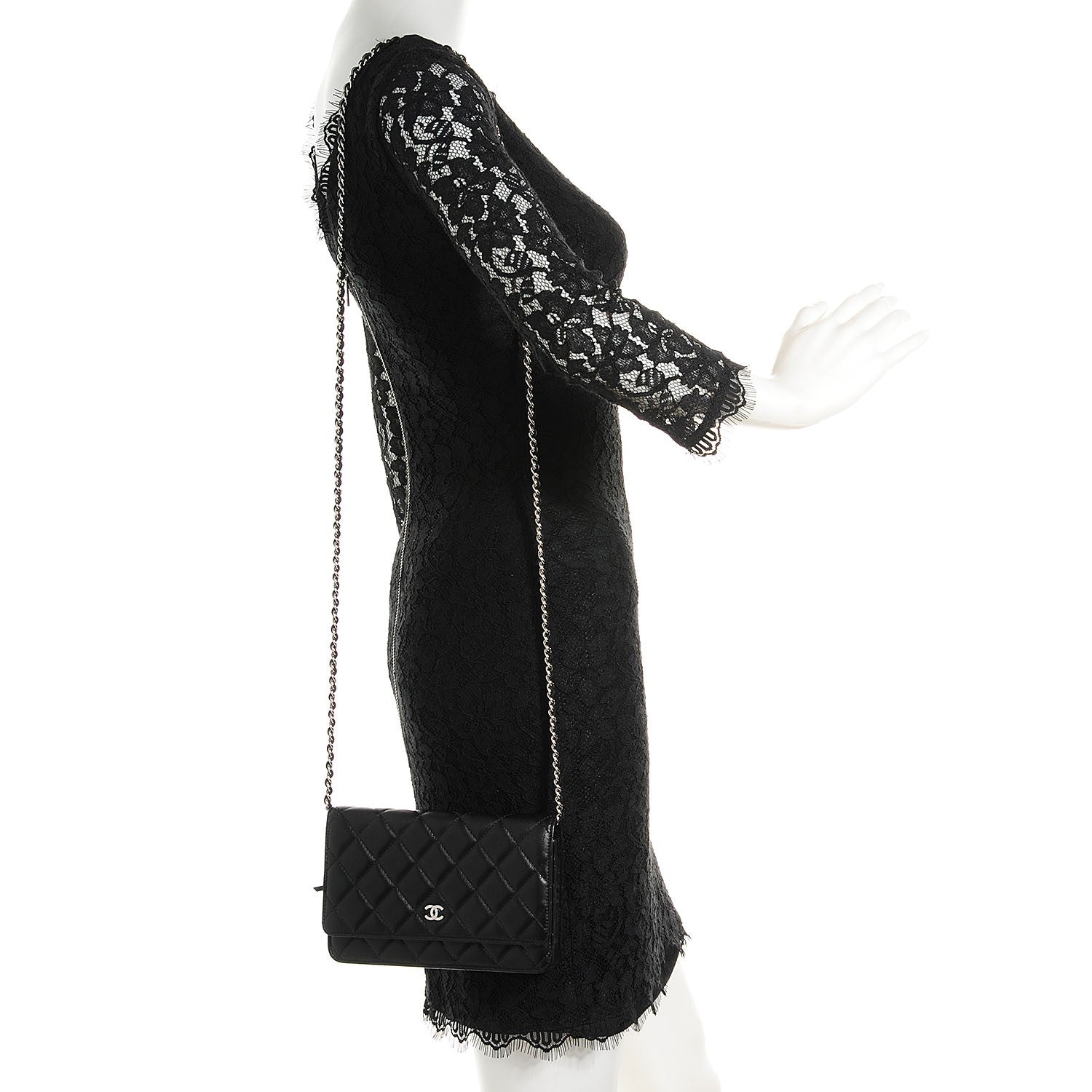 Chanel Lambskin Wallet On Chain WOC Black 2 of 9