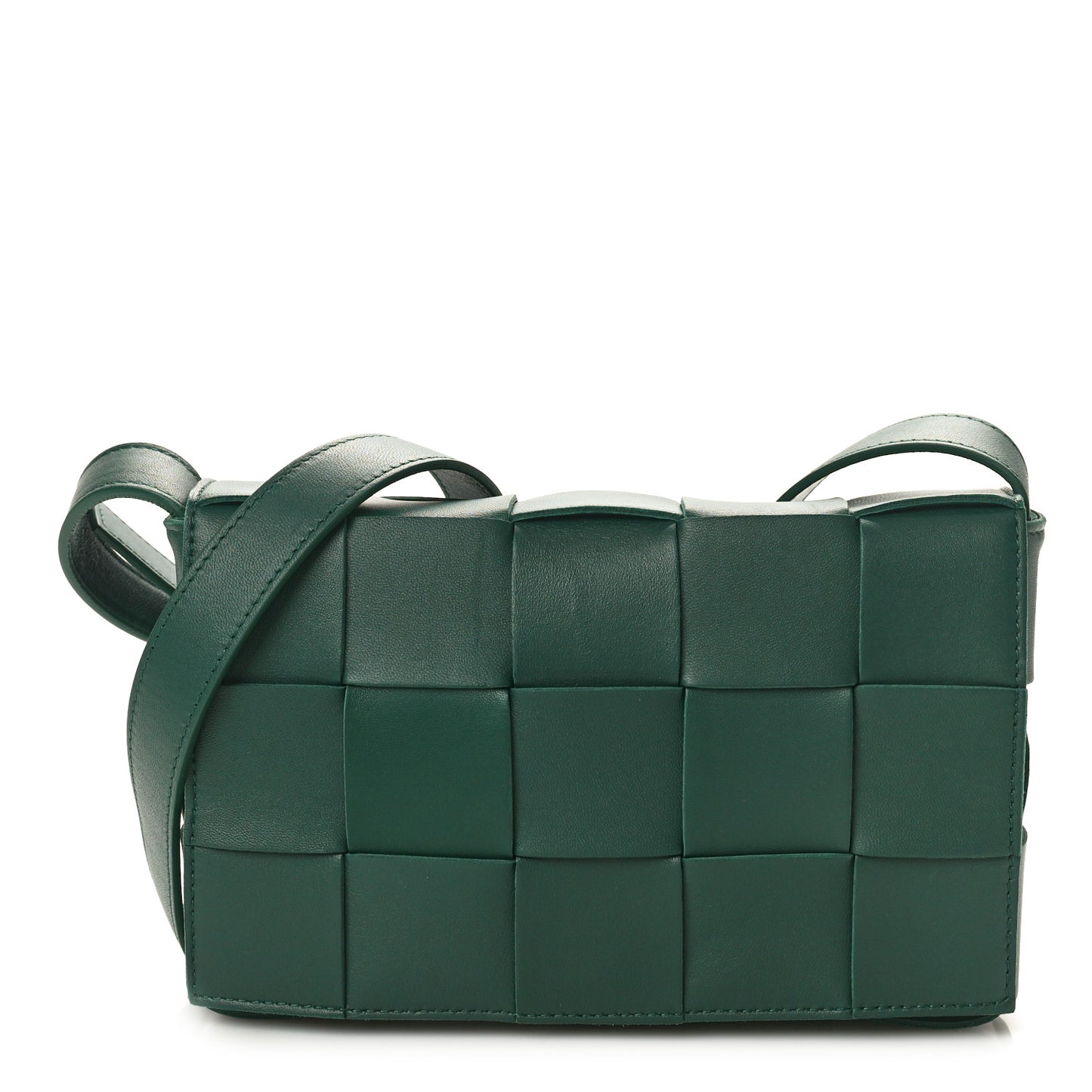 Lambskin Maxi Intrecciato Cassette Crossbody Bag Raintree Green
