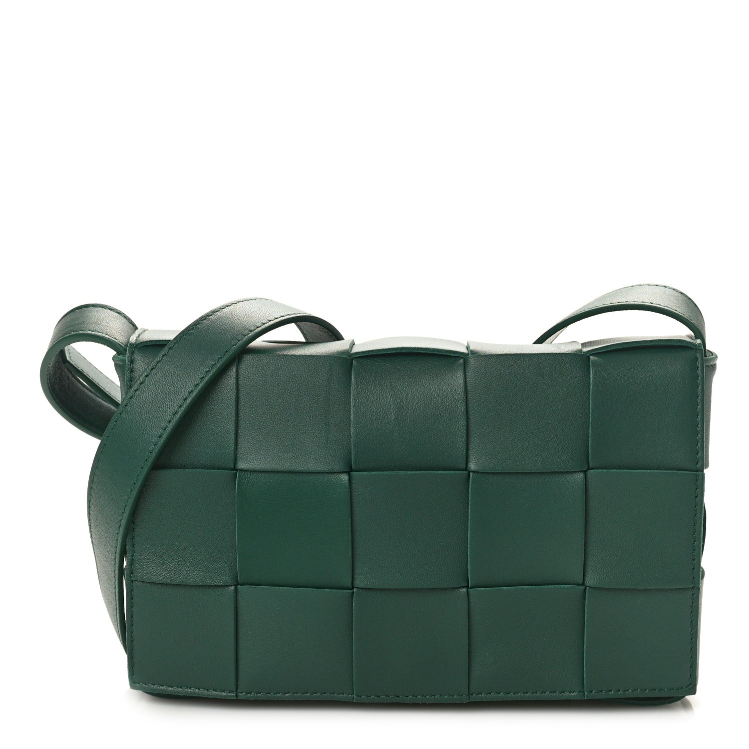 Bottega Veneta Lambskin Maxi Intrecciato Cassette Crossbody Bag Raintree Green 1 of 11