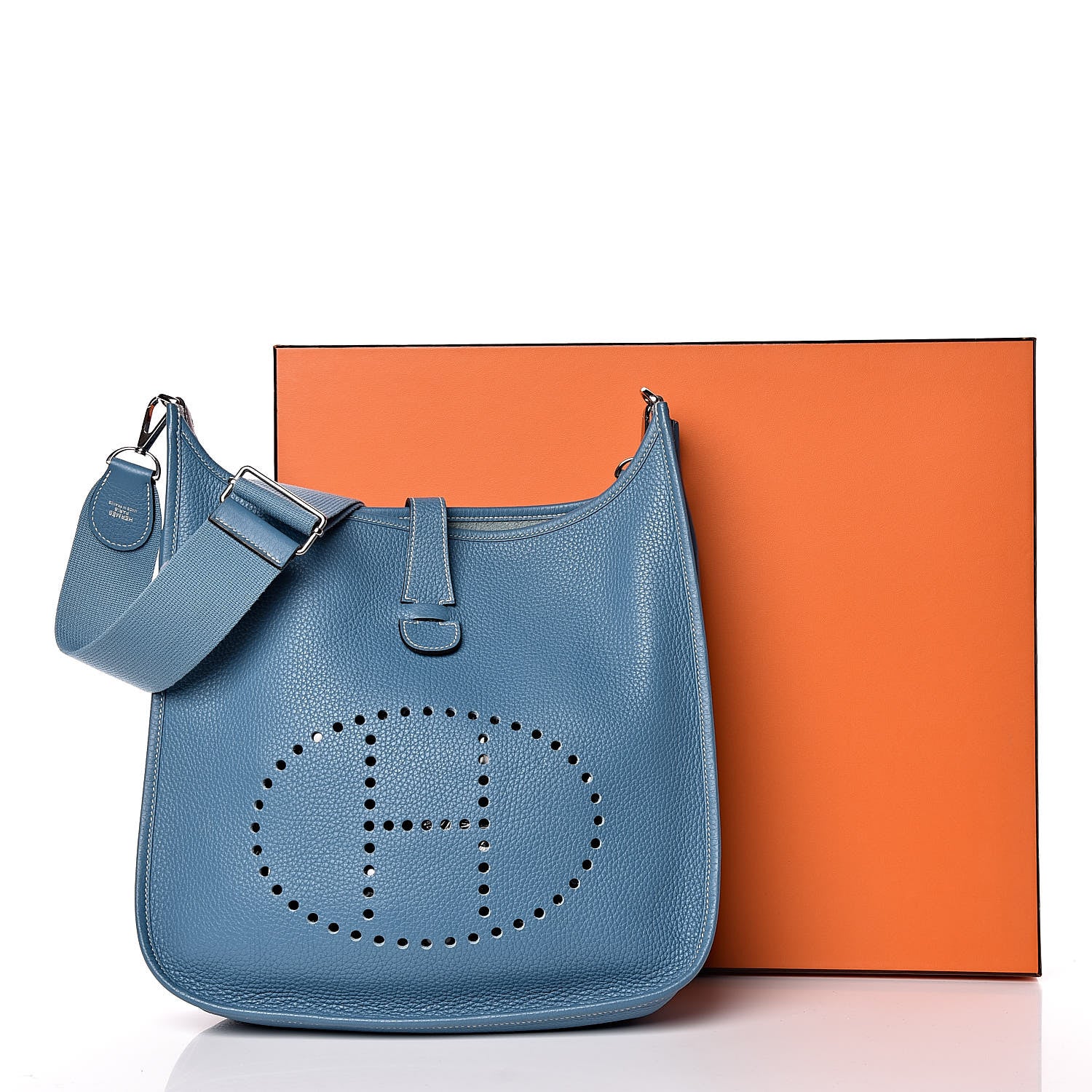 Hermes Taurillon Clemence Evelyne III GM Blue Jean 12 of 12