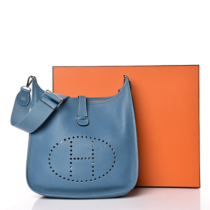 Hermes Taurillon Clemence Evelyne III GM Blue Jean 12 of 12