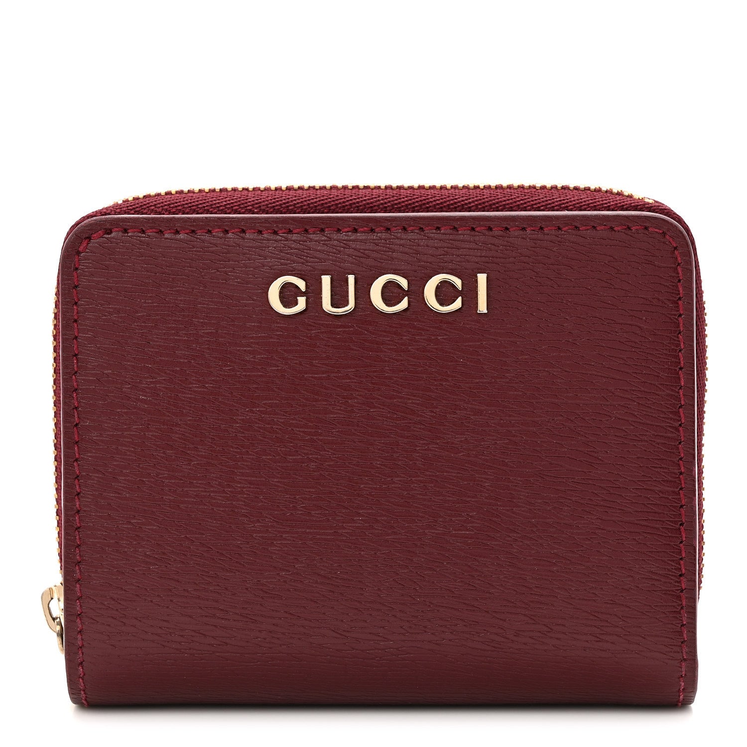 Gucci Textured Calfskin Script Logo Mini Wallet Rosso Ancora 1 of 8