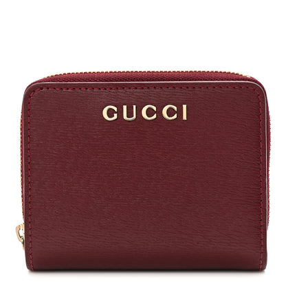 Gucci Textured Calfskin Script Logo Mini Wallet Rosso Ancora 1 of 8