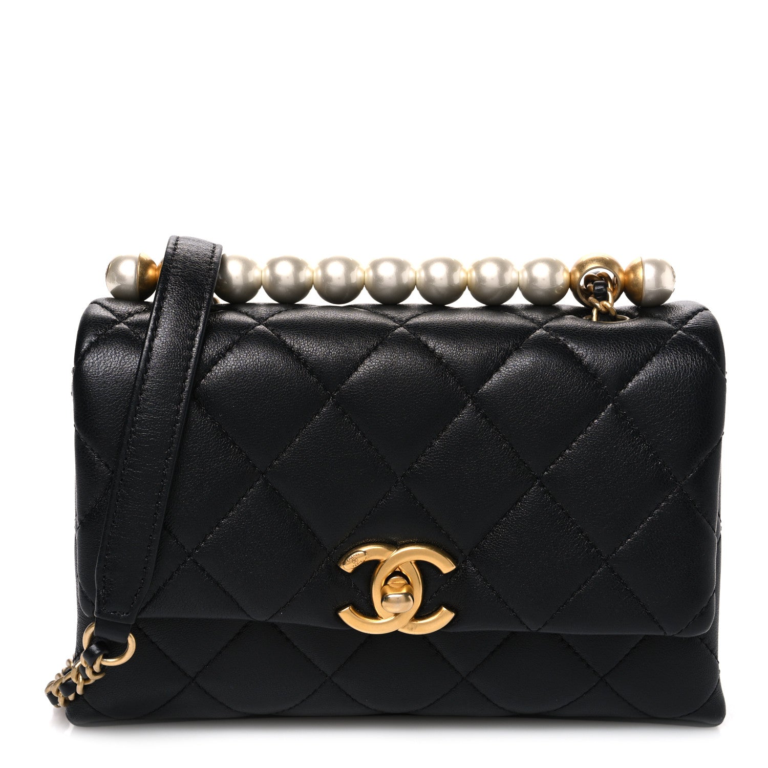 Chanel Lambskin Quilted Chic Pearls Mini Flap Black 1916674