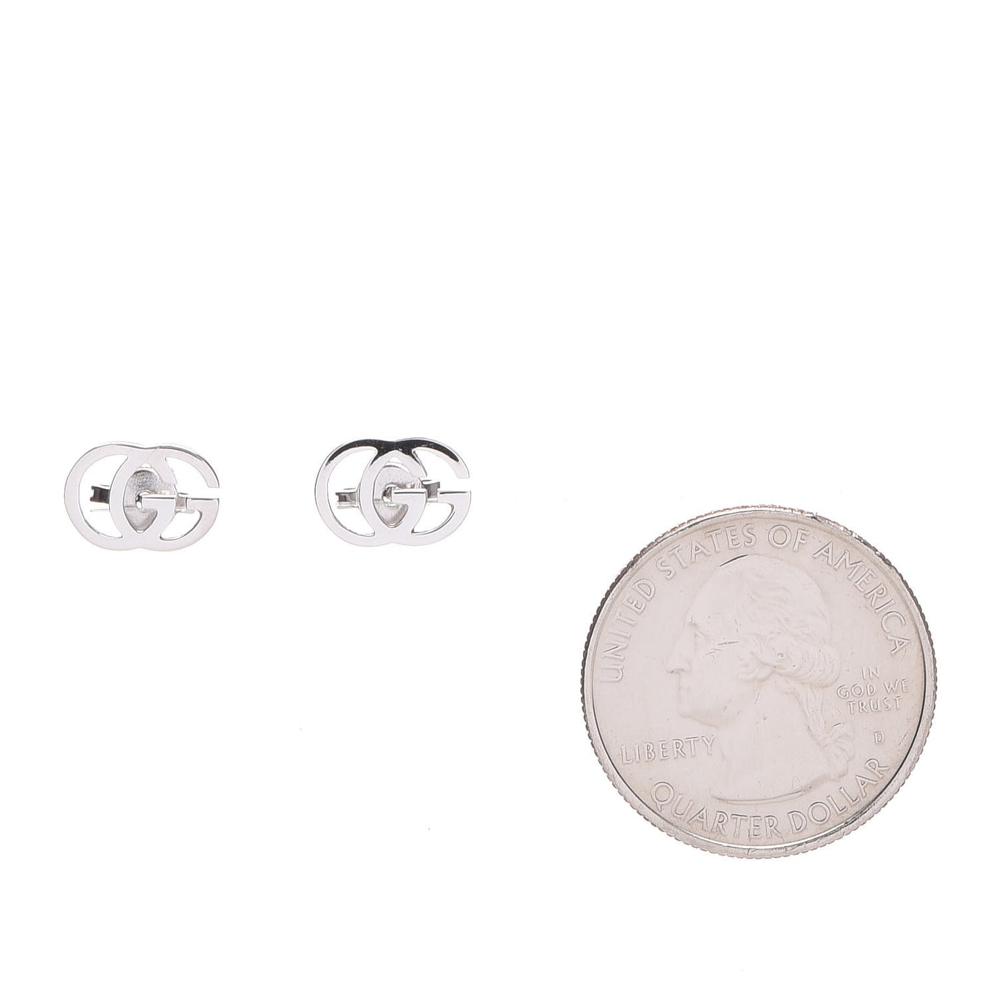 18K White Gold GG Tissue Stud Earrings