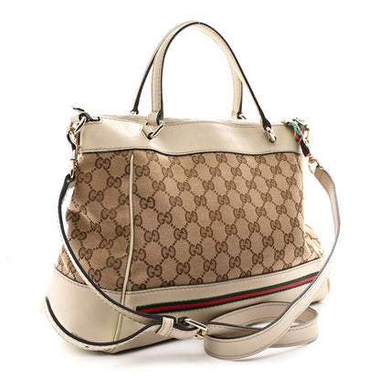 Gucci Monogram Web Mayfair Top Handle Satchel Beige 3 of 15
