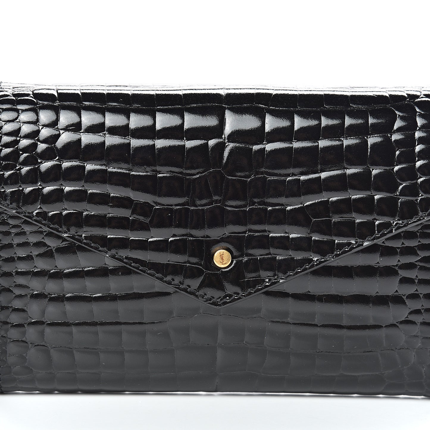 Calfskin Crocodile Embossed Envelope Belt Bag Black