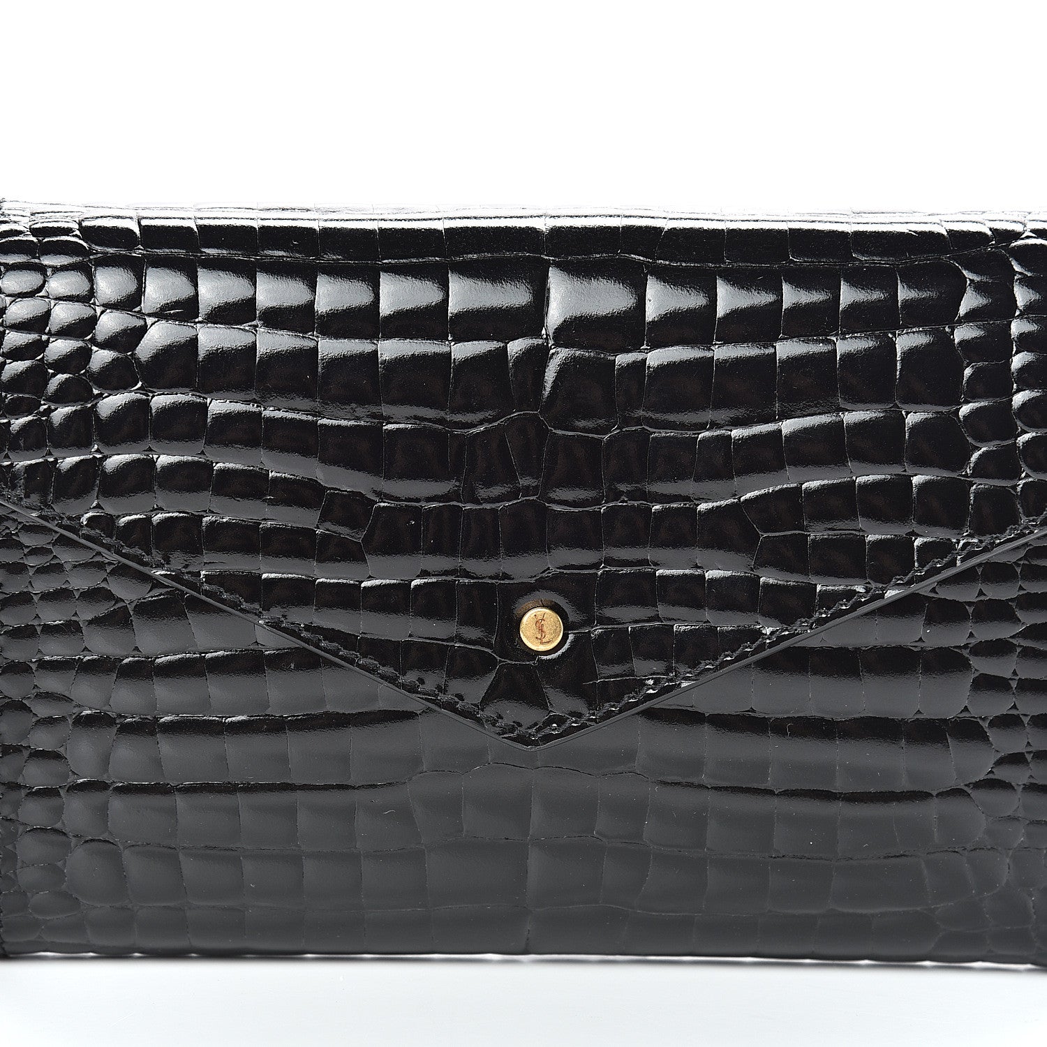 Saint Laurent Calfskin Crocodile Embossed Envelope Belt Bag Black 7 of 9