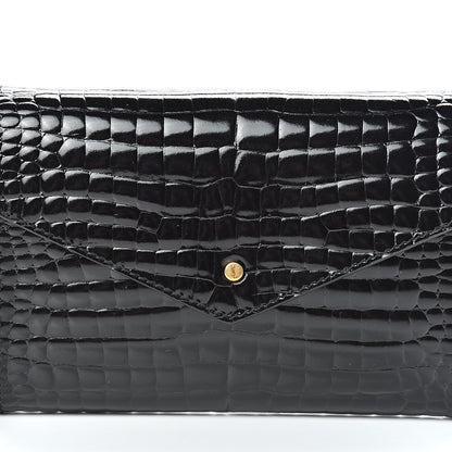 Saint Laurent Calfskin Crocodile Embossed Envelope Belt Bag Black 7 of 9