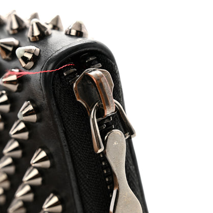 Christian Louboutin Calfskin Panettone Spiked Zip Around Wallet Black 10 of 13
