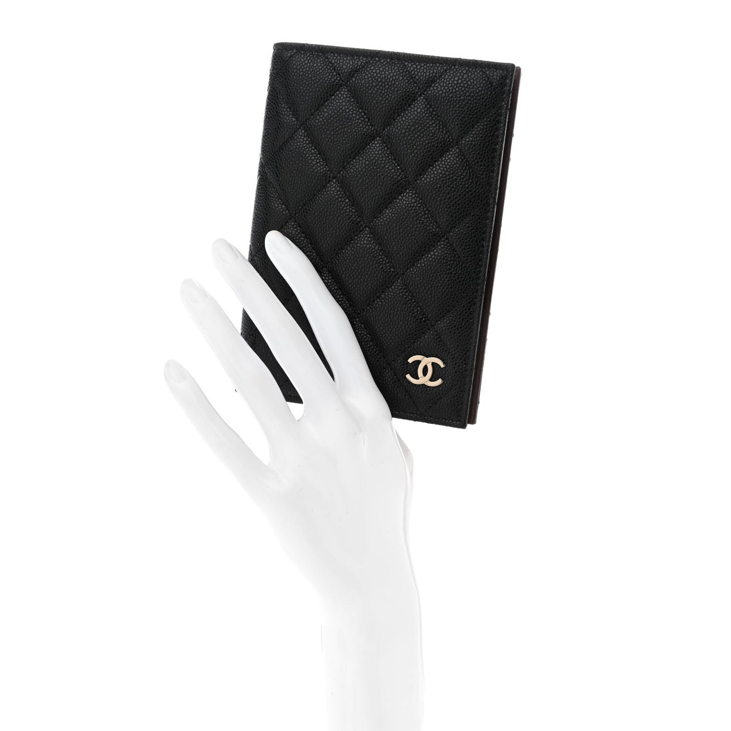 Iridescent Caviar Quilted Passport Holder Black