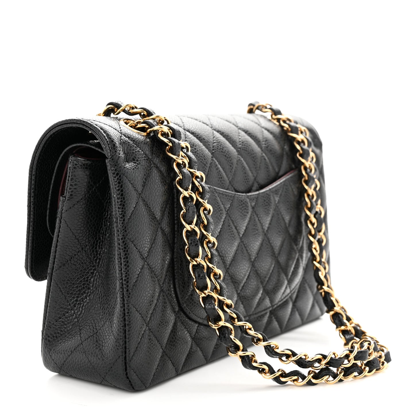 Caviar Quilted Medium Double Flap Black