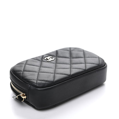 Chanel Caviar Quilted Small Curvy Pouch Cosmetic Case Black 4 of 10
