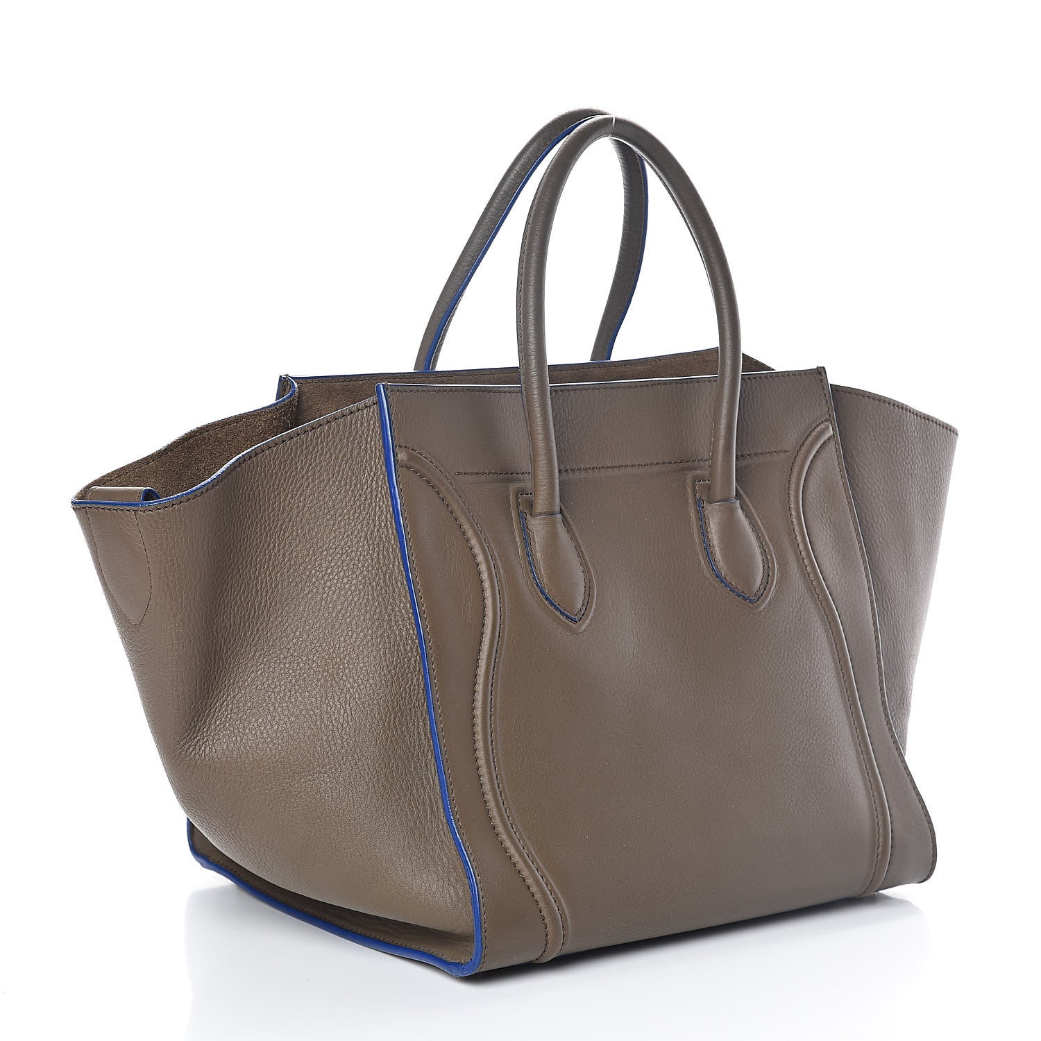 Celine Supple Calfskin Medium Phantom Luggage Khaki Cobalt Trim 3 of 9