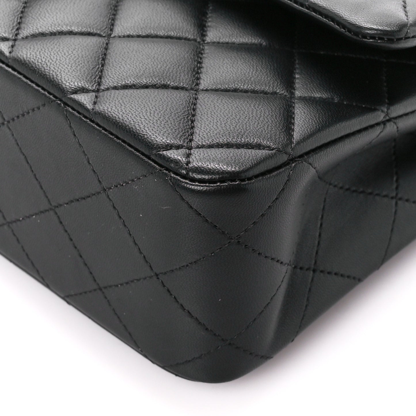 Lambskin Quilted Medium Double Flap Black
