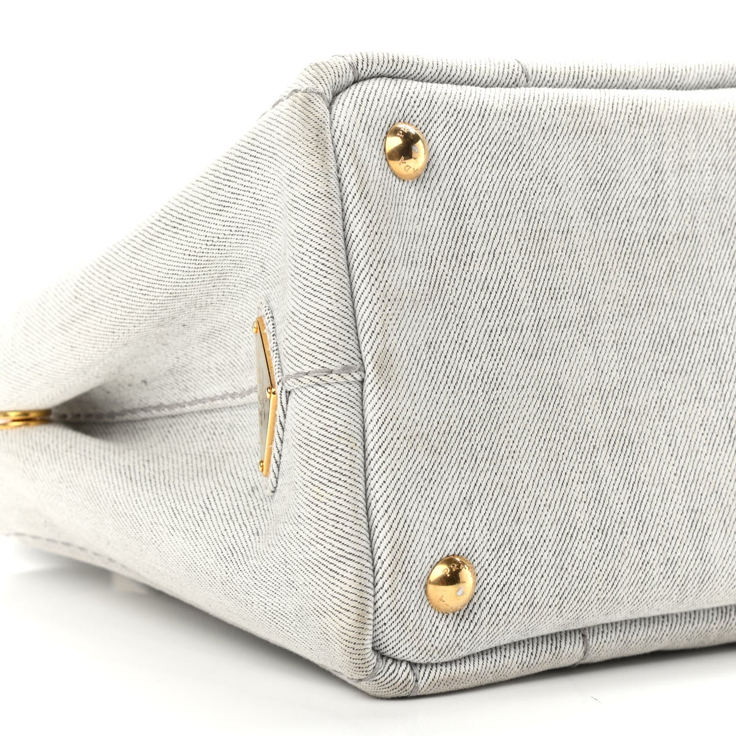 Prada Denim Small Logo Tote Bianco 9 of 13