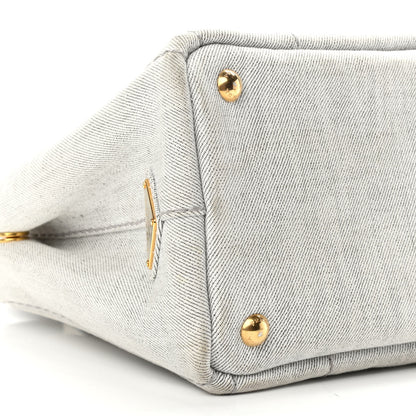 Prada Denim Small Logo Tote Bianco 9 of 13