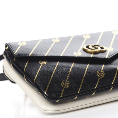 Gucci Calfskin Diagonal GG Medium Thiara Double Envelope Shoulder Bag Black White 8 of 11