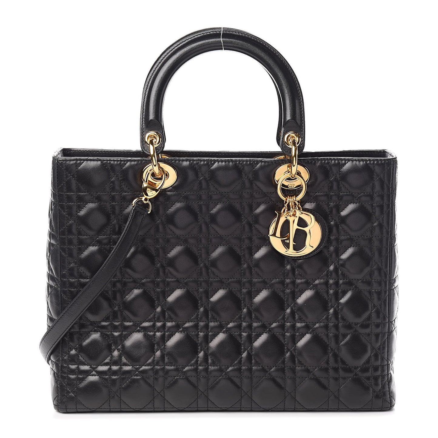 Lambskin Cannage Large Lady Dior Black