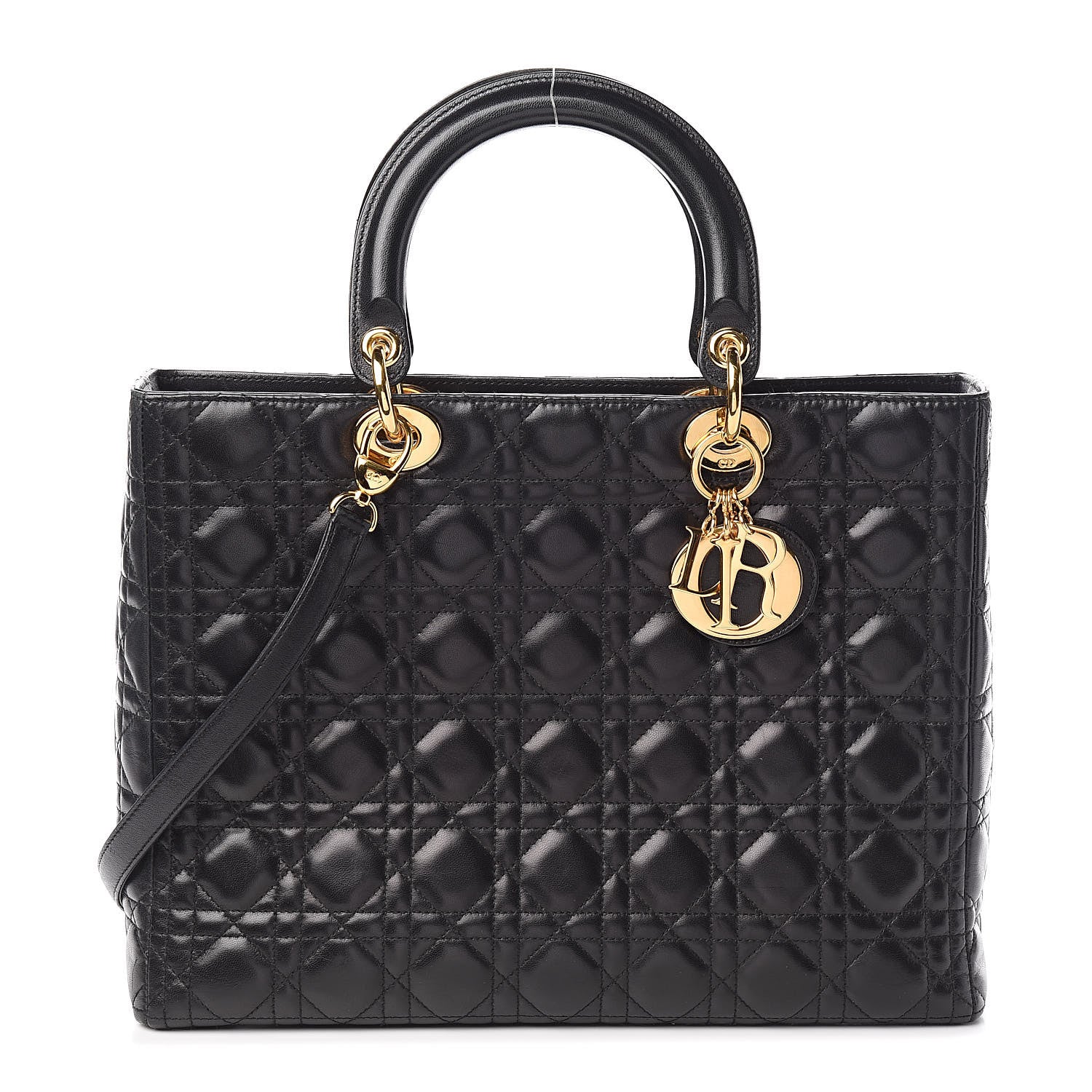 Christian Dior Lambskin Cannage Large Lady Dior Black 1 of 10