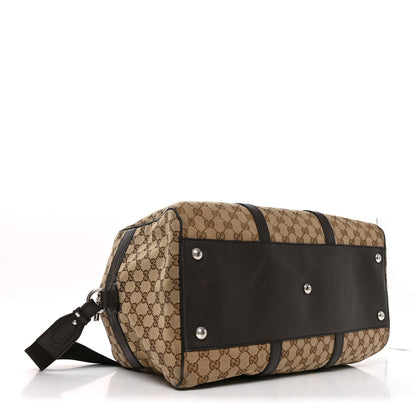 Gucci Monogram Dollar Calfskin Boston Duffle Bag Beige Ebony Testa di Moro Marrone Scuro 3 of 9