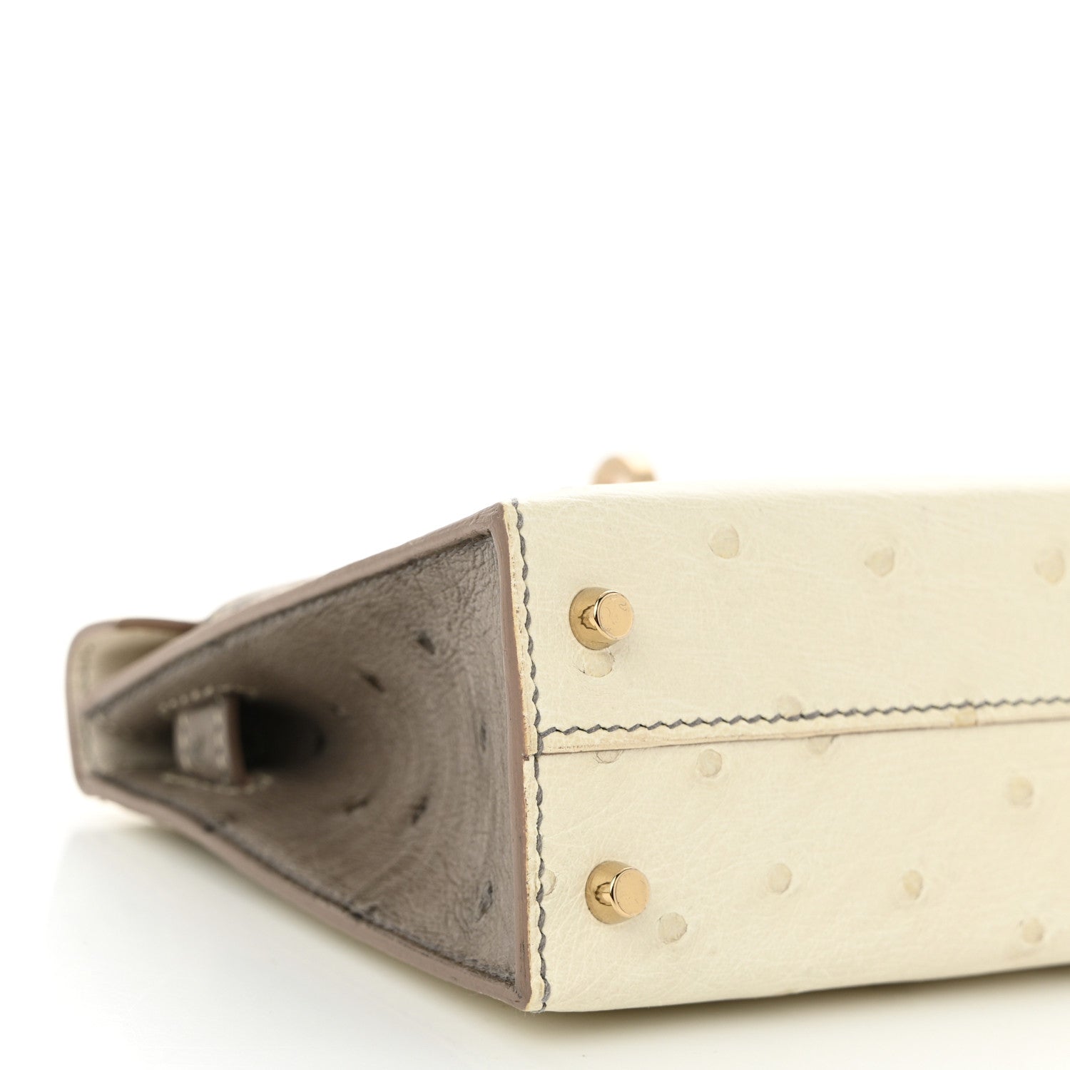 Hermes Ostrich Horseshoe Kelly Sellier Mini 20 Beton Gris Tourterelle 8 of 10